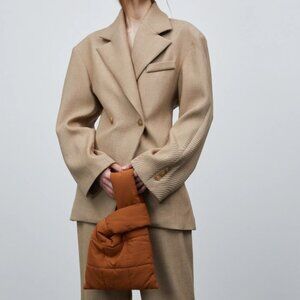 BRAND NEW Source Unknon Nangy Double Breasted Cinched Blazer, Tan Beige